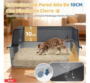 Arenero Gato Grande Bano Sanitario Acero Inox Con Pala Negro
