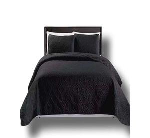 CUBRECAMA ELEGANTE  QUILT VERANO PLAZA Y MEDIA NEGRO