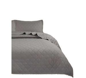 QUILT CUBRECAMA DE VERANO CON POMPONES 2 PLAZAS GRIS