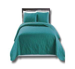 CUBRECAMA ELEGANTE QUILT VERANO 2 PLAZA TURQUESA