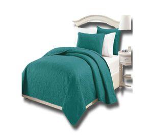 CUBRECAMA ELEGANTE QUILT VERANO 2 PLAZA TURQUESA