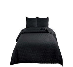 QUILT CUBRECAMA DE VERANO CON POMPONES PLAZA Y MEDIA NEGRO