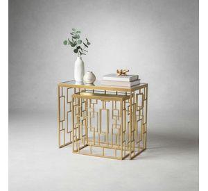 Set 2 Mesas De Arrimo Elegante Con Vidrio-espejo