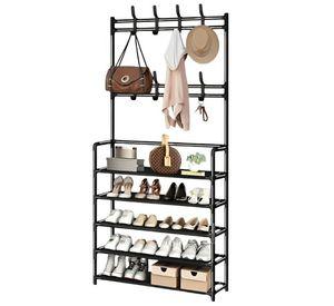 Organizador 2 En 1 De Ropa Perchero Y Zapatero 5 Niveles
