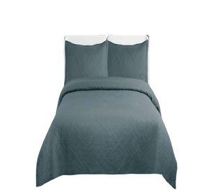 QUILT CUBRECAMA DE VERANO CON COLORES LISOS PLAZA Y MEDIA GRIS OSCURO
