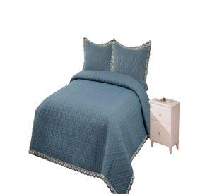 QUILT CUBRECAMA DE VERANO BORDADO 2 PLAZAS VERDE