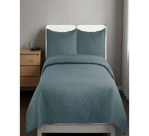 QUILT CUBRECAMA DE VERANO CON COLORES LISOS PLAZA Y MEDIA GRIS OSCURO