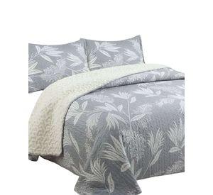 Cubrecama Quilt con sherpa 2 plaza gris 230 cm x 250 cm J10