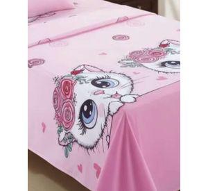 Juego de Sabanas de verano Gatita niña Infantil 1 plaza