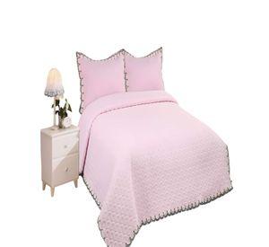 QUILT CUBRECAMA DE VERANO BORDADO 2 PLAZAS ROSA