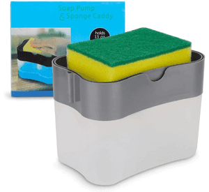 Dispensador Lavaloza Con Soporte De Esponja Gris