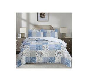 QUILT ANDES SHERPA ESTAMPADO PATCHWORK CELESTE 1.5 P