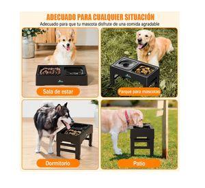 Comedero Bebedero Elevado Regulable 2en1 Perros Gatos Platos