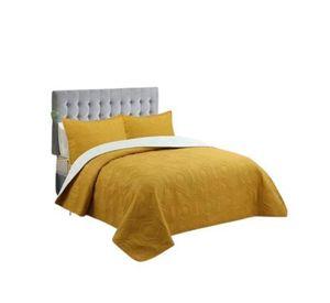 Cubrecama Quilt Verano 2 Plazas - Modelo Unicolor - Mostaza CS07