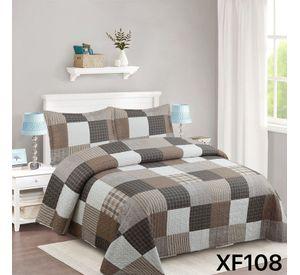Cubrecama Quilt Verano 1.5P Café Cuadrillé XF108
