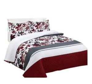 Cubrecama Sherpa 1.5 Plazas - Blanco Burdeo Hojas M908