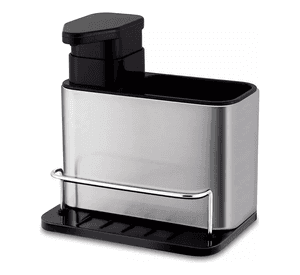Dispensador De Jabón 3 En 1 Soporte Para Esponja Acero Plateado