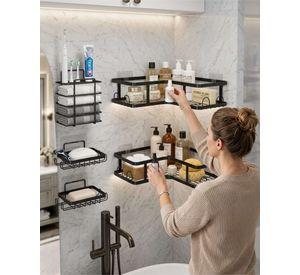 Estantes de Baño 5 Piezas Adhesivas de Instalación Rápida m1