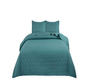 CUBRECAMA QUILT DE VERANO CON POMPONES 2 PLAZAS TURQUESA