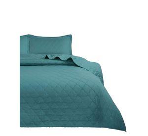 CUBRECAMA QUILT DE VERANO CON POMPONES 2 PLAZAS TURQUESA