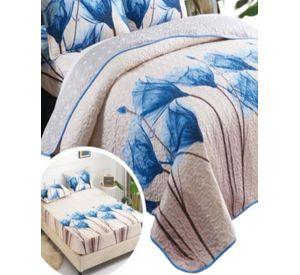 CUBRECAMA QUILT 5 PIEZAS CON JUEGO DE SÁBANAS T04