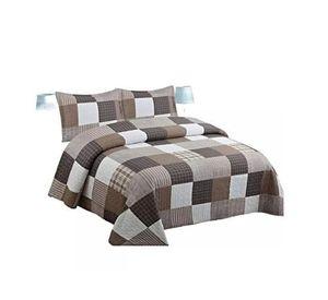 Cubrecama Quilt Verano 2 Plazas Café Cuadrillé XF108