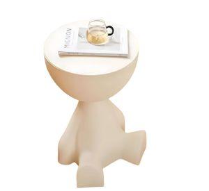 EL GUARDIÁN SENTADO: MESA DE ARRIMO ESCULTURAL BLANCO INVIERNO