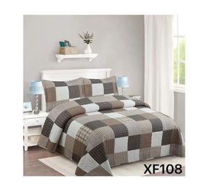 Cubrecama Quilt Verano 2 Plazas Café Cuadrillé XF108