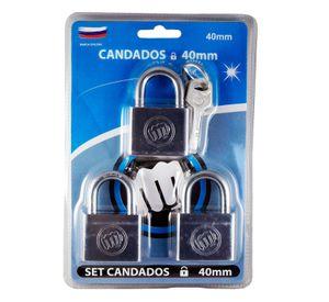Set de 3 Candados de Acero Inoxidable de 40 mm