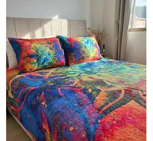 Cubrecama De Microfibra Estampado 2 Plazas - Diseño Marea de color