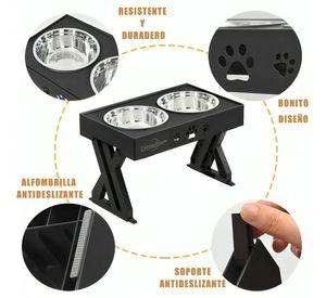 Comedero-bebedero Para Perros Altura Ajustable - Plato Acero