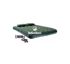 Colchón inflable doble Klimber, + inflador + 2 almohadas, color verde