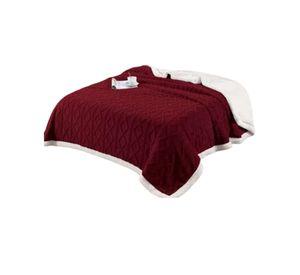 Frazada Manta Polar Sherpa Térmica 2 plaza burdeo