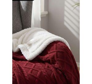 Frazada Manta Polar Sherpa Térmica 2 plaza burdeo