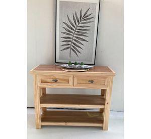 Mesa de arrimo natural con 2 cajones
