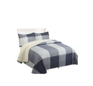 Cubrecama Sherpa 2 Plazas - Cuadrille Azul M956