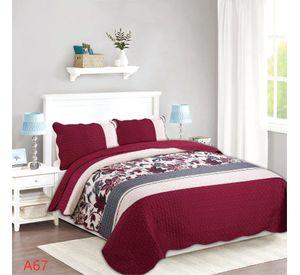 Cubrecama Quilt Verano 1.5P Burdeo Crema Hojas A67