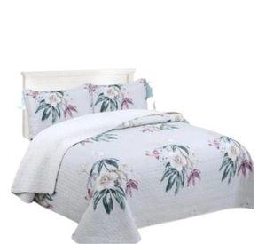Cubrecama Sherpa King - Gris Flores M907