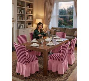 Set de 6 fundas turkas con falda con diseño de lineas M6