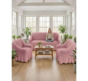 Juego Fundas Sillon Elastica 3+1+1 Nido Abeja Con Faldon A8