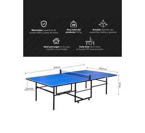 Mesa de Ping Pong Plegable Azul