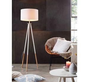 Lámpara de Pie Bidford Acero Madera Blanco E27 1X60w cod49156