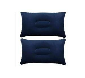 Colchón inflable doble de 2 plazas, + inflador y almohadas, color azul