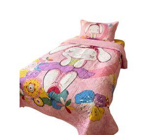 QUILT CUBRECAMA DE VERANO PLAZA Y MEDIA ROSA 04