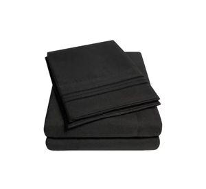 Sábana 1800 ultra suave + funda bordada, king, color negro