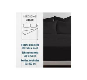 Sábana 1800 ultra suave + funda bordada, king, color negro