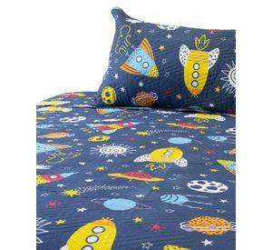 Cubrecama Quilt primavera verano planteas azul