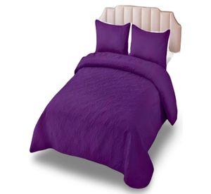 CUBRECAMA QUILT DE VERANO SUPER ELEGANTE 2 PLAZAS 230X250 CM COLOR VIOLETA