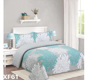 Cubrecama Quilt Verano King Gris Hojas XF61