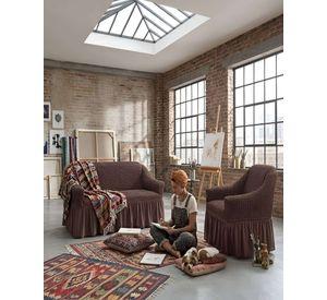 Juego Fundas Sillon Elastica 3+1+1 Nido Abeja Con Faldon A6
